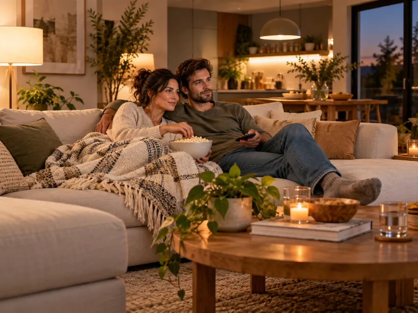 Sofá para familias bien integrado en una vivienda real