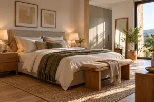 Dormitorio con cama de 150 cm bien integrado en una vivienda real