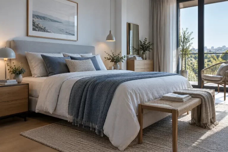 Dormitorio con cama de 150 cm bien integrado en una vivienda real