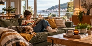 Sofá para casa con mascotas bien integrado en una vivienda real