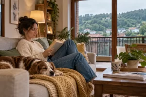 Sofá para casa con mascotas bien integrado en una vivienda real