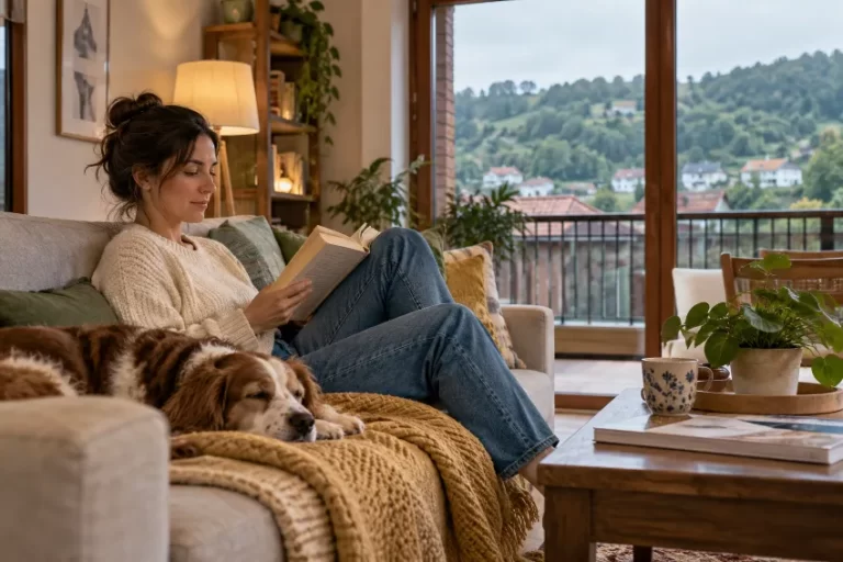 Sofá de 3 plazas bien integrado en una vivienda real