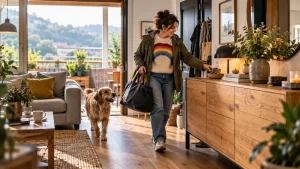 Sofá de 3 plazas bien integrado en una vivienda real