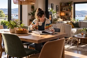 Sofá de 3 plazas bien integrado en una vivienda real