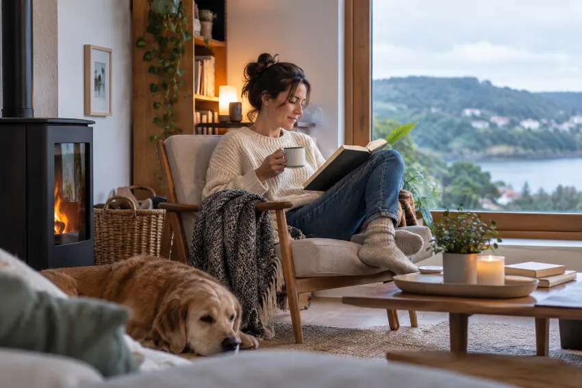 Sofá de respaldo alto bien integrado en una vivienda real
