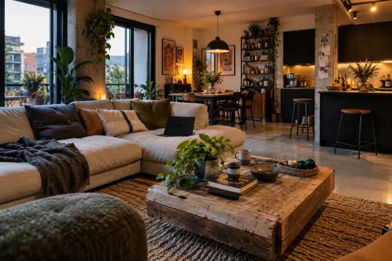 Sofá para salón abierto bien integrado en una vivienda real