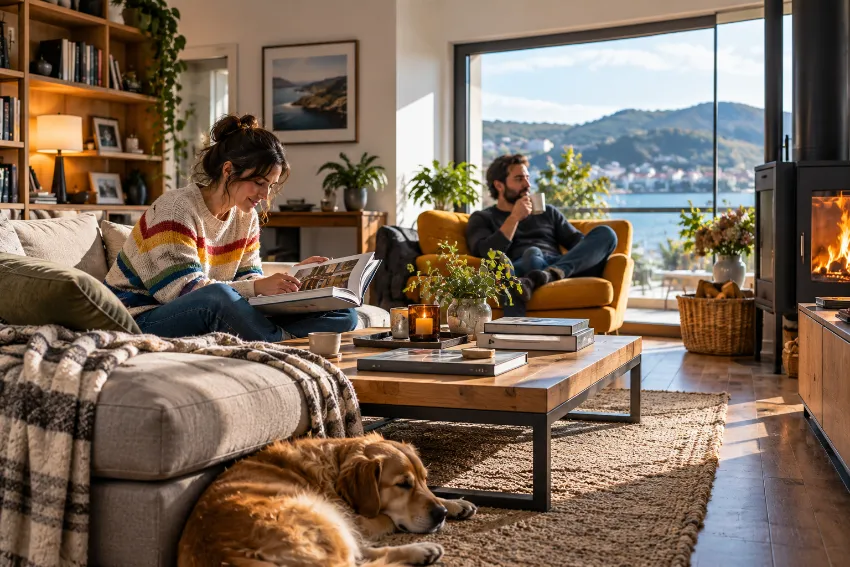 Sofá para personas altas bien integrado en una vivienda real