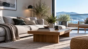 Sofá de fondo reducido bien integrado en una vivienda real
