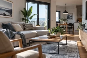 Sofá para personas altas bien integrado en una vivienda real