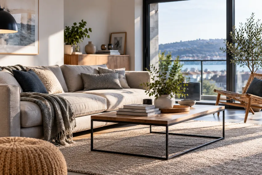Sofá para personas altas bien integrado en una vivienda real