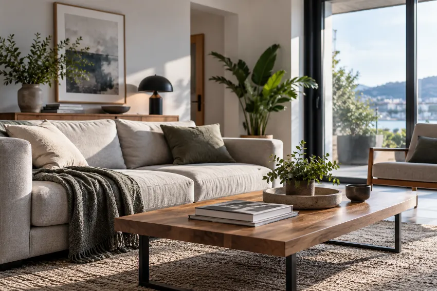 Sofá para personas altas bien integrado en una vivienda real