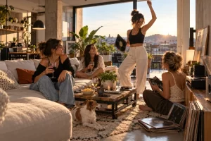 Sofá para familias bien integrado en una vivienda real