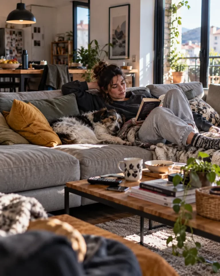 Sofá rinconera bien integrado en una vivienda real
