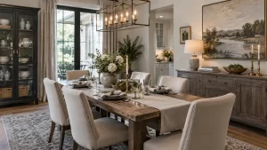Mesa para 6 personas bien integrado en una vivienda real