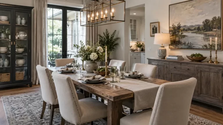 Mesa para 6 personas bien integrado en una vivienda real