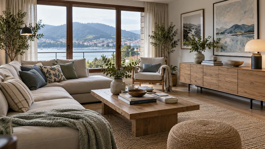 Sofá modular bien integrado en una vivienda real