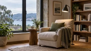 Sofá cama bien integrado en una vivienda real