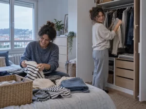 Dormitorio con armario grande bien integrado en una vivienda real