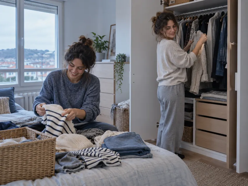 Dormitorio con armario grande bien integrado en una vivienda real