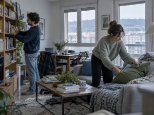 Vitrina bien integrado en una vivienda real