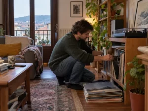 Vitrina bien integrado en una vivienda real