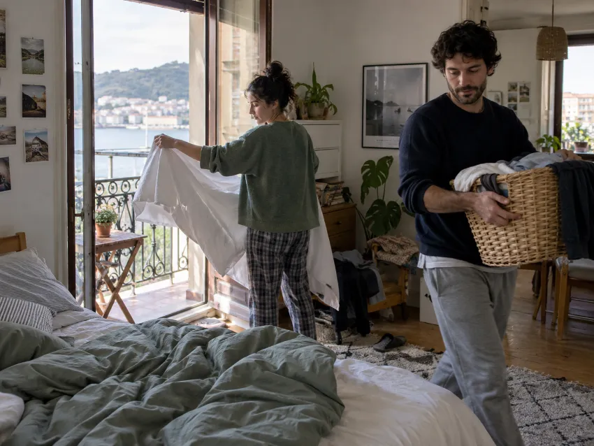 Dormitorio con armario grande bien integrado en una vivienda real