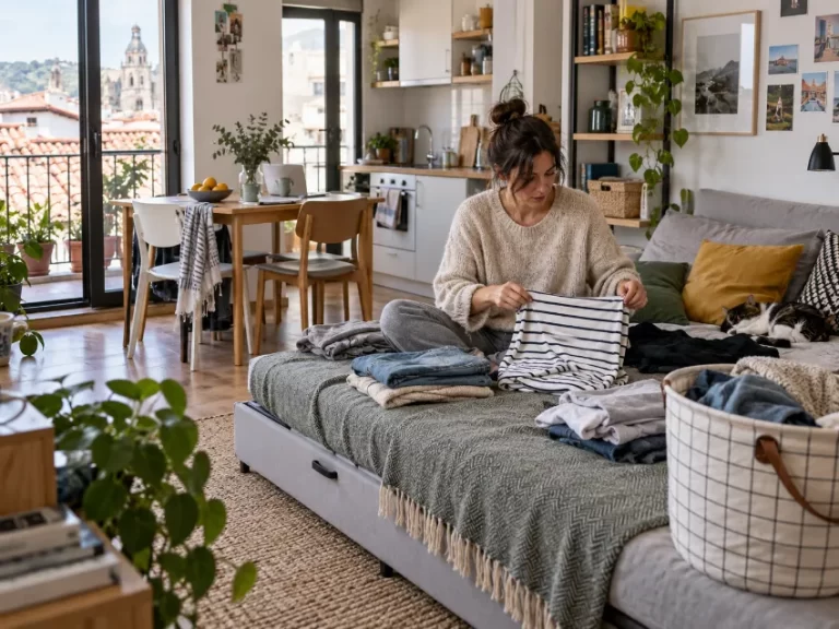 Dormitorio para una habitación irregular bien integrado en una vivienda real