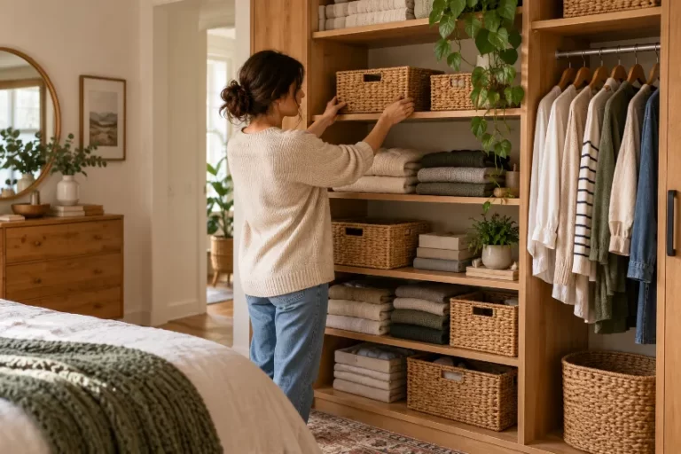 Dormitorio con armario grande bien integrado en una vivienda real