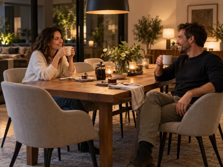 Mesa para 8 personas bien integrado en una vivienda real